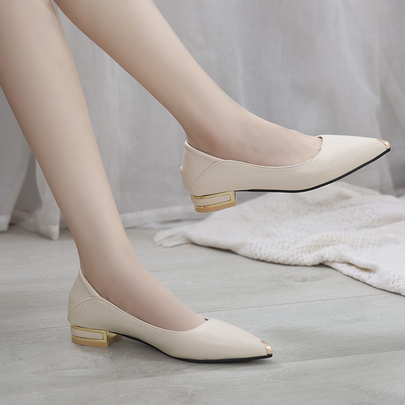 Giày cao gót mũi nhọn màu trơn thời trang Hàn Quốc cho nữ