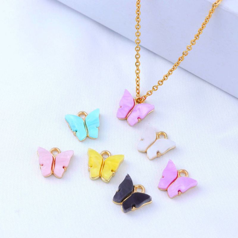 Flgo Set 20 Mặt Vòng cổ Acrylic Hình Bướm Nhiều Màu Sắc