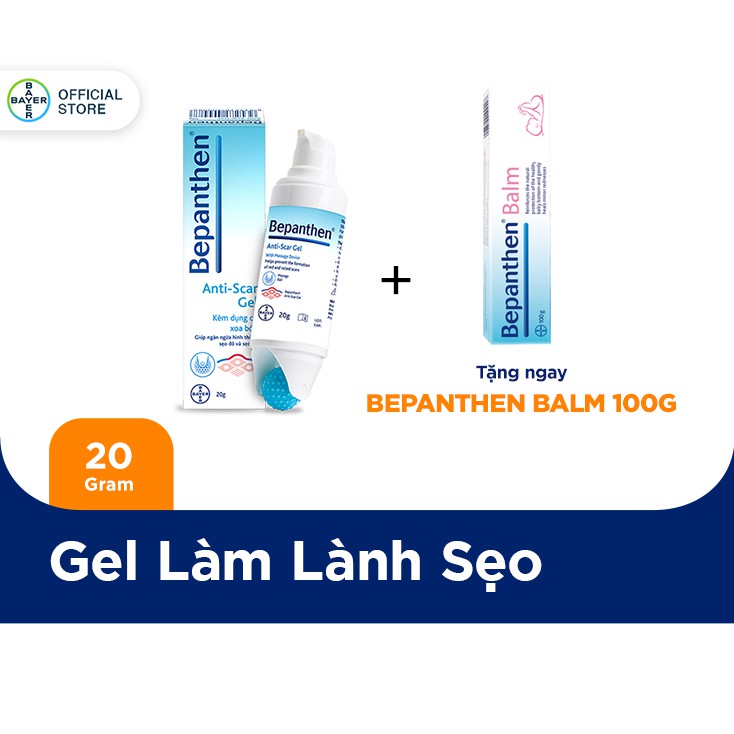 Gel Giúp Ngăn Ngừa Hình Thành Sẹo Đỏ Và Sẹo Lồi Kèm Dụng Cụ Xoa Bóp Bepanthen Anti-Scar 20G - Tặng 1 Bepanthen 100G | BigBuy360 - bigbuy360.vn