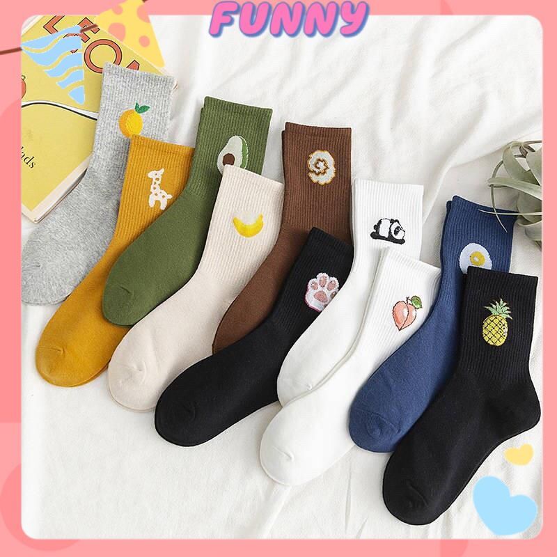 Tất Vớ Nam Nữ Cổ Cao Họa Tiết Trái Cây Và Thú Ngộ Nghĩnh mẫu ngẫu