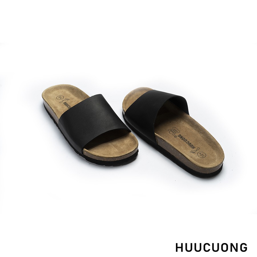 Dép 1 quai da bò nâu / đen / rêu đế trấu Bảo hành 6 tháng -Hàng chính hãng Hữu Cường, giầy dép sandal da thật chịu nước