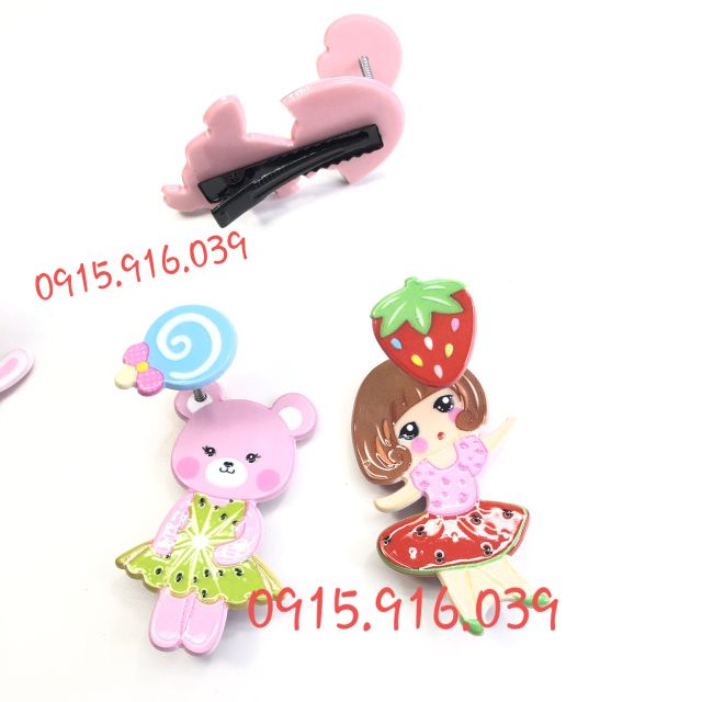 Kẹp tóc lò xo trái cây dễ thương