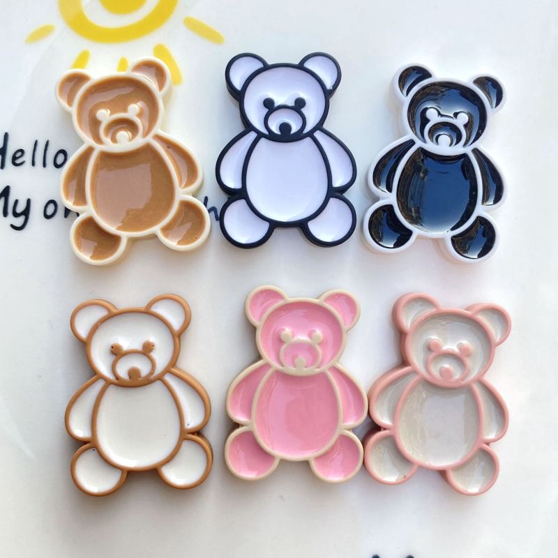 Set 10 Nút Nhựa Hình Gấu Uống Trà Sữa Trang Trí Ốp Điện Thoại