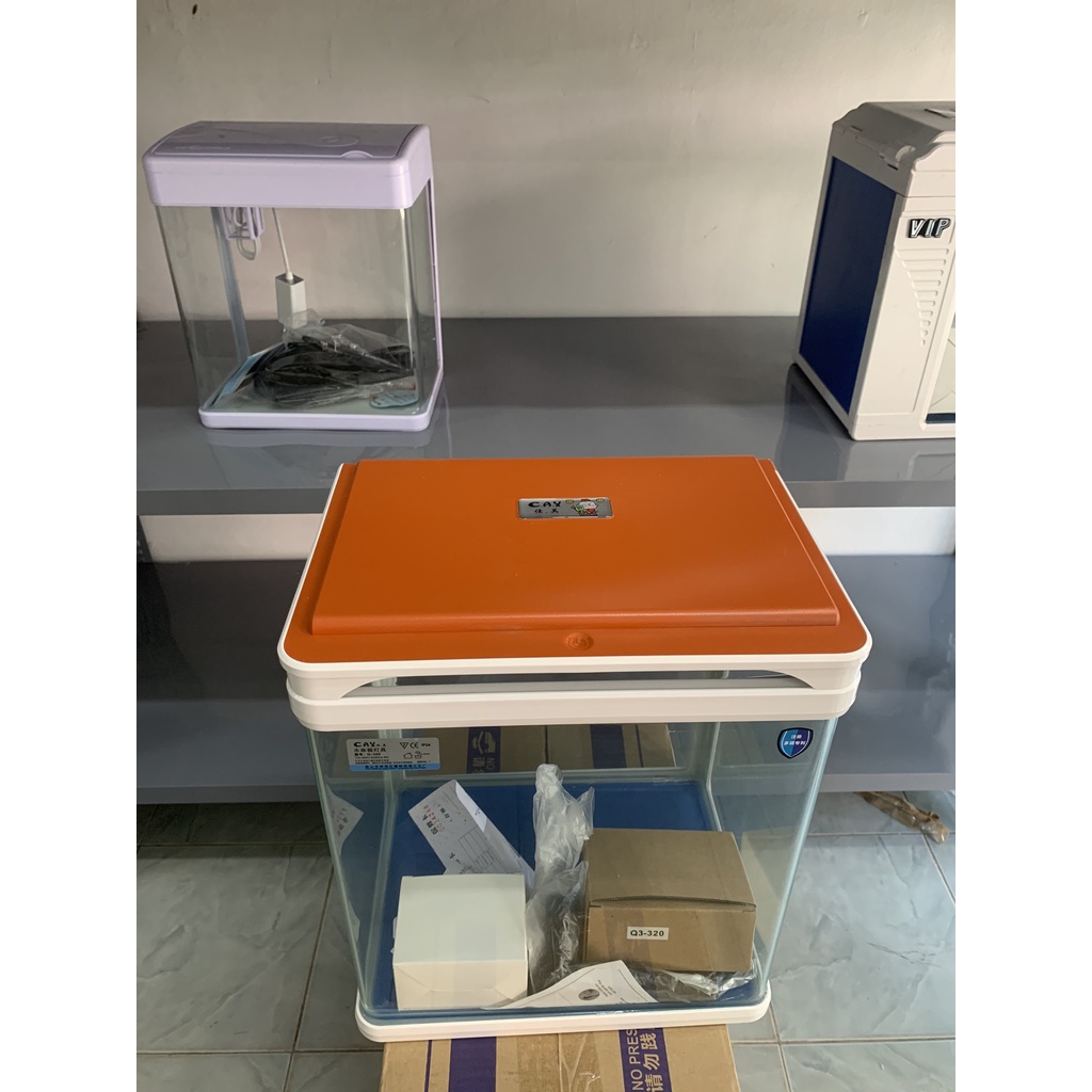 Bể cá để bàn văn phòng 40cm Q3-380, kính đúc nhập khẩu, kèm bộ lọc, đèn, sủi