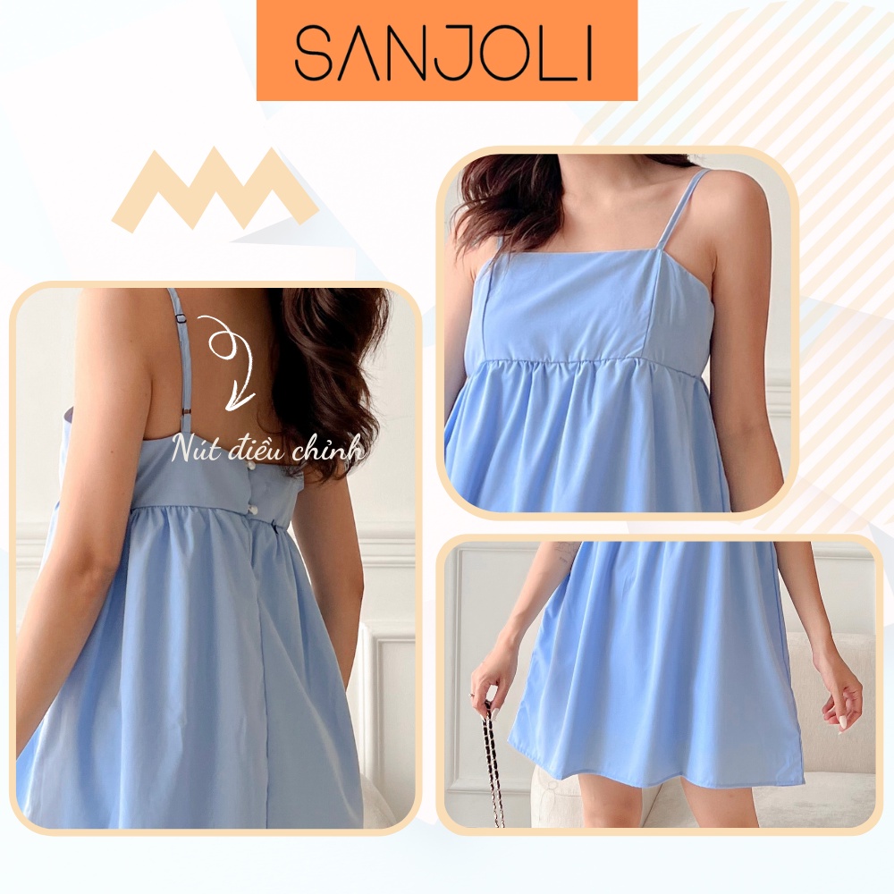 Đầm 2 Dây Nữ Phồng Hàn Quốc SANJOLI Váy Babydoll Maxi Đi Biển Năng Động Xinh Đẹp Dáng Ngắn VDE020
