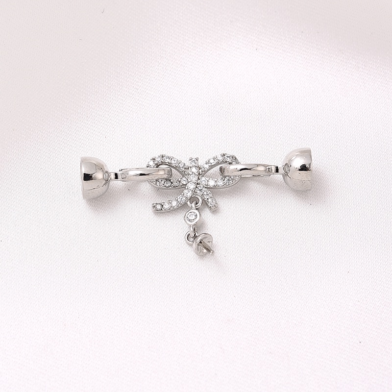 Vòng Nơ Rỗng Mạ Vàng 18K Đính Đá Zircon Kèm Giá Đỡ Ngọc Trai diy