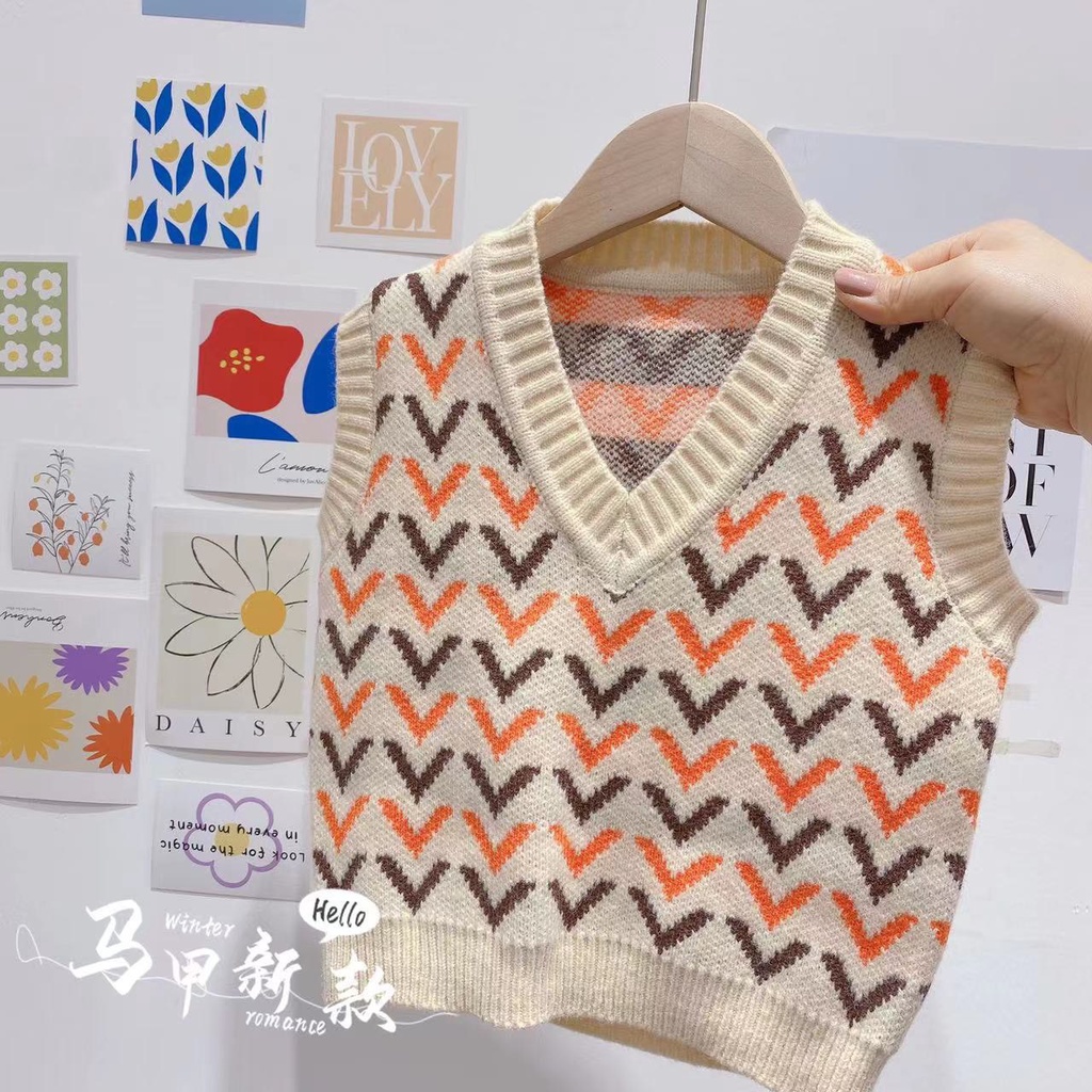 Áo Len Ghile Hàn Quốc Cho Bé Gái, Áo Len Cổ Tim Cho Bé Trai Size 100-140