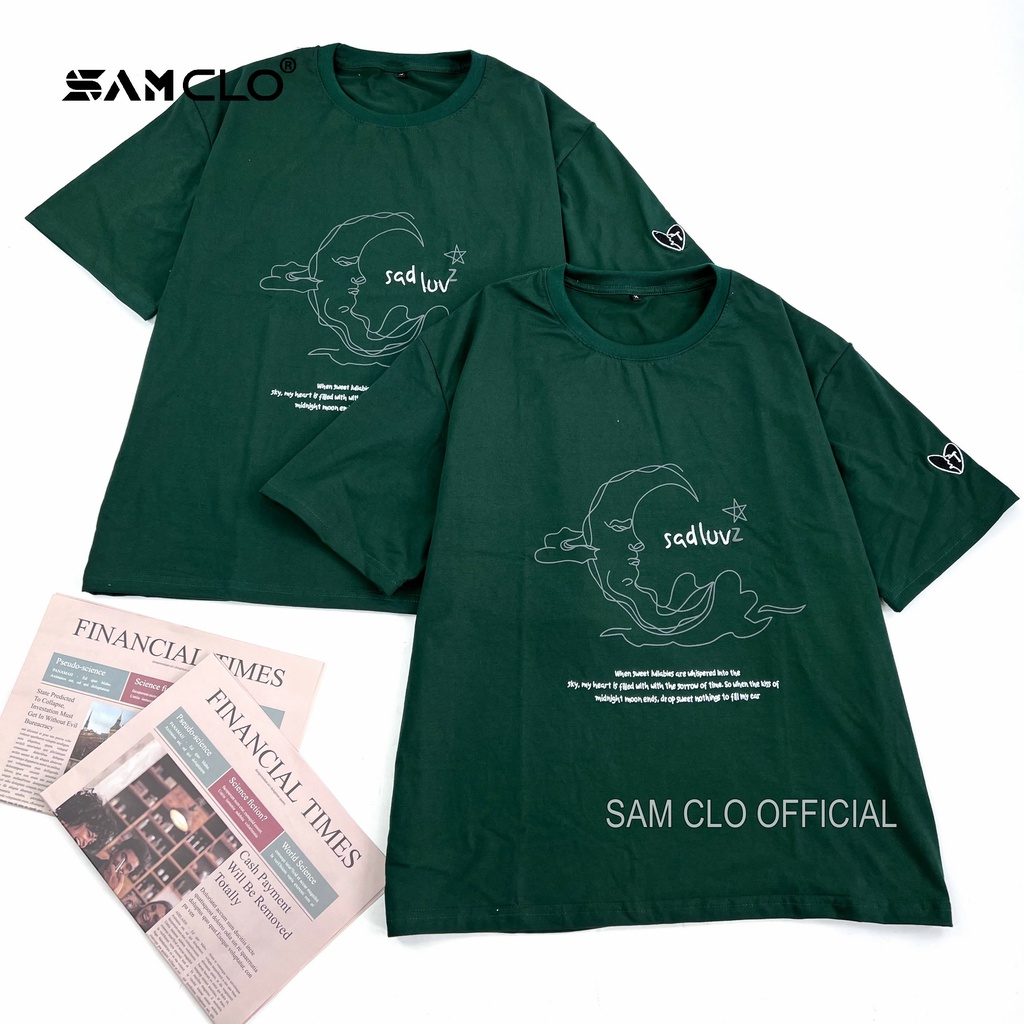Áo thun tay lỡ SAM CLO - Áo phông form rộng tay lỡ 80% COTTON nam nữ dáng Unisex - mặc cặp, nhóm, lớp SADLUV