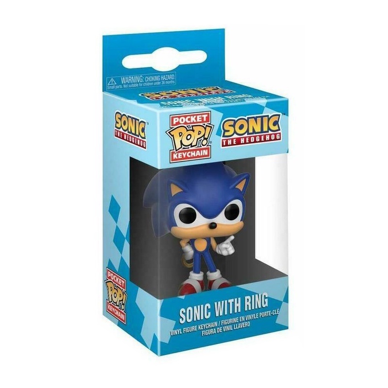 Sonic FUNKO POP Keychain With Ring Anime Game Action Figures Collection Model Toys For Children Boy Christmas Gifts