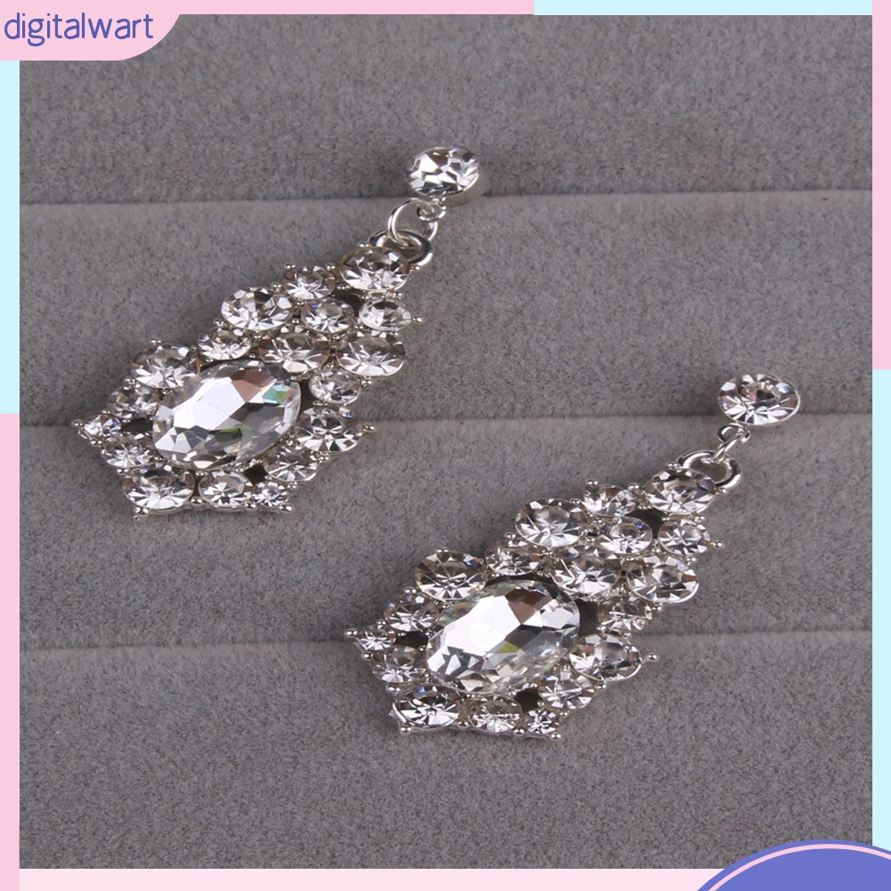 Bộ trang sức dây chuyền + bông tai đính kim cương giả cho nữ