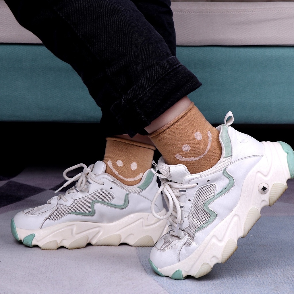 Vớ nữ mềm mại co giãn in hình khuôn mặt dễ thương