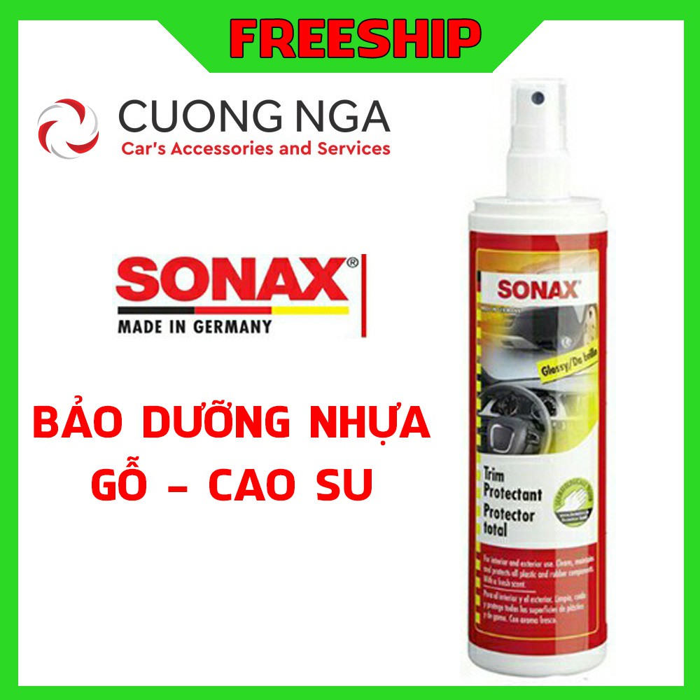 💘FREESHIP💘 Dung dịch bảo dưỡng nhựa gỗ cao su - Chất làm mới sạch nhựa gỗ cao su ô tô Sonax TRIM PROTECTANT GLOSSY nhập