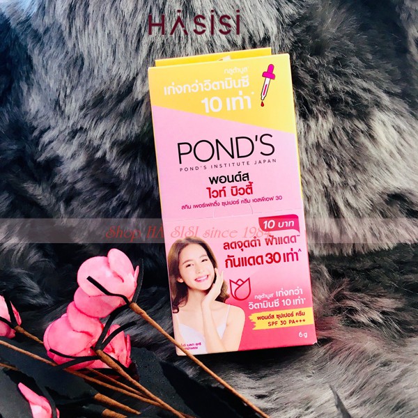 Hộp 6 Gói Kem Dưỡng Trắng Hồng Rạng Rỡ Ban Ngày PONDS WHITE BEAUTY SPF30/PA+++ 6g x 6