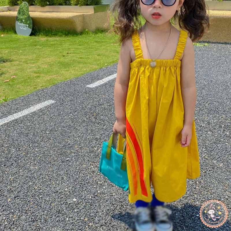 Bộ Áo Liền Quần Không Tay Ống Rộng Thời Trang Cho Bé Gái