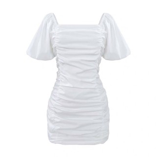 [Hàng oder] (sẵn size S) Váy trắng nhún thân ullzzang