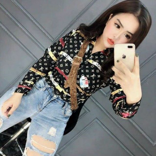 Áo sơ mi Voan lụa LV