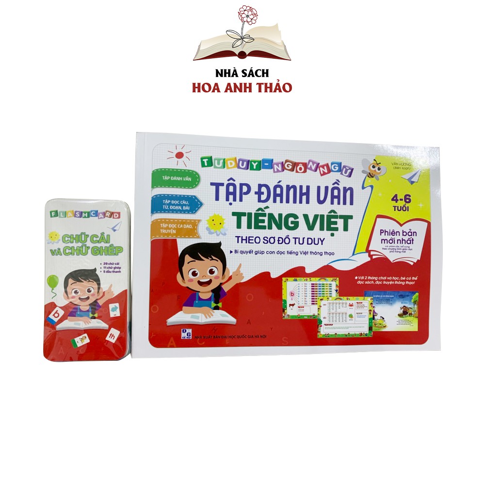 Sách - Tập đánh vần tiếng việt và bé chinh phục toán học kèm flashcard chữ cái combo 2 cuốn