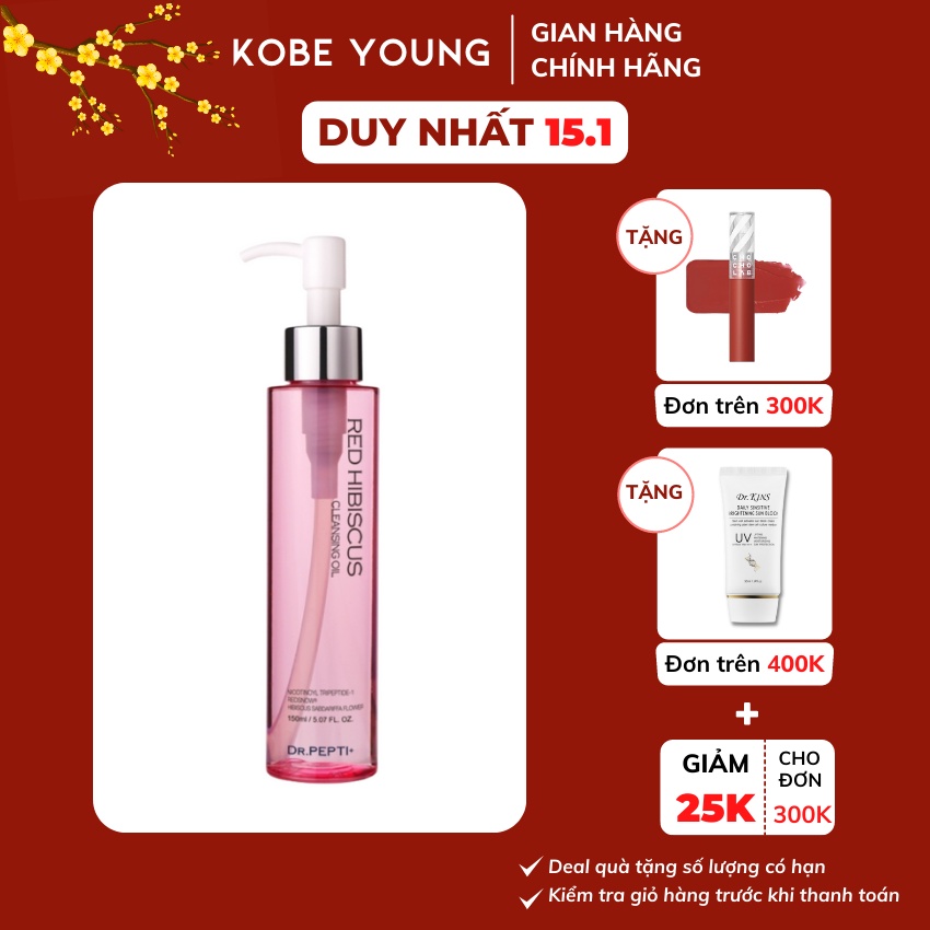 Dầu Tẩy Trang Chiết Xuất Hoa Dâm Bụt Sạch Sâu Dịu Nhẹ Không Kích Ứng Drpepti Cleansing Oil 150ml - KOBE YOUNG