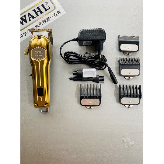 Tông đơ cắt tóc vỏ thép nguyên khối,màn hình hiển thị LCD kemei 1984 vàng sang trọng tinh tế