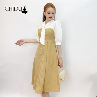 Váy nhung cổ nơ dáng xoè SP288