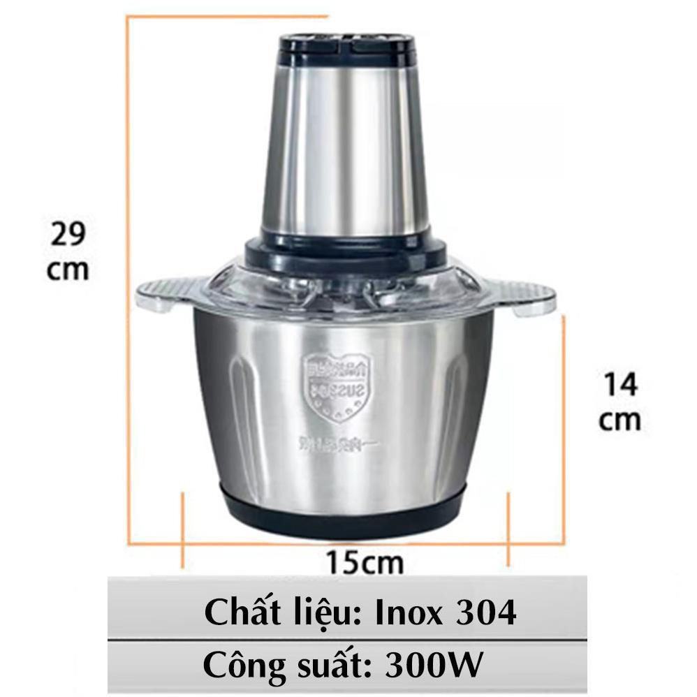 Máy xay thịt cối inox 304  đa năng 4 lưỡi dùng xay thịt, xay đá nhuyễn( hàng bảo hành 6 tháng- hàng loại 1- có video)