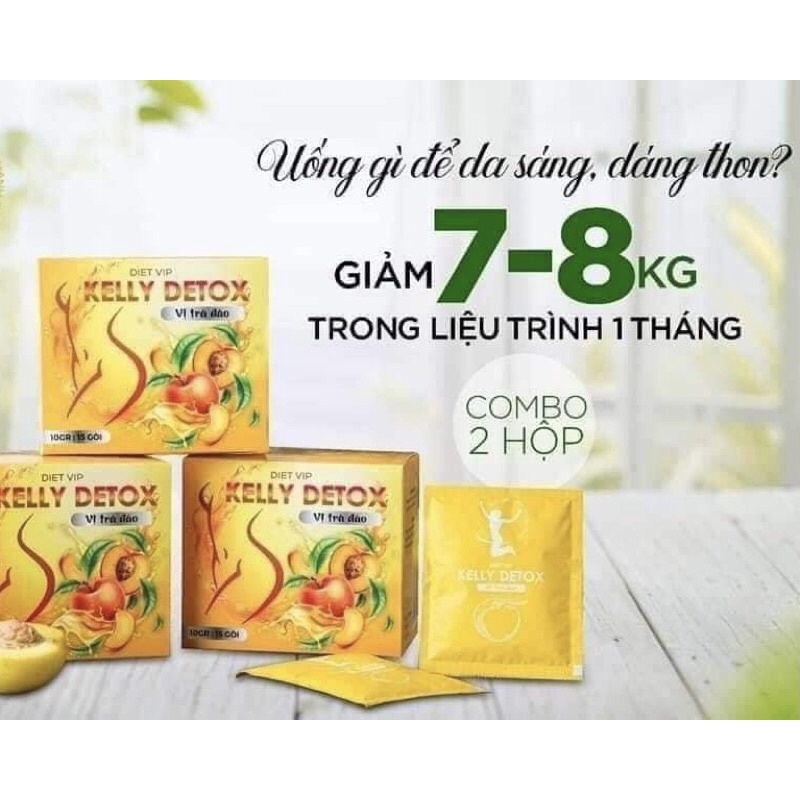 TRÀ GIẢM CÂN, TRÀ ĐÀO KELY DETOX HỘP 15 gói( đảm bảo chính hãng)