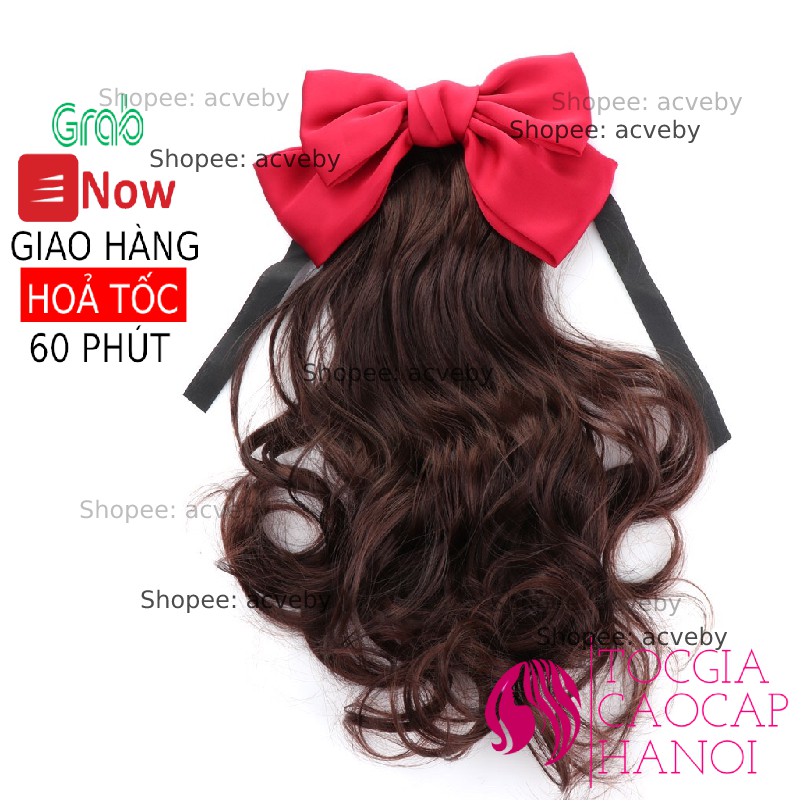 Tóc cột nơ xoăn dáng lỡ 38cm