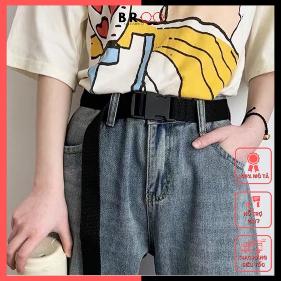 Thắt lưng BROO vải canvas ulzzang unisex đầu khóa bấm thời trang Hàn Quốc, dây nịt vải dù nam nữ 😍 !