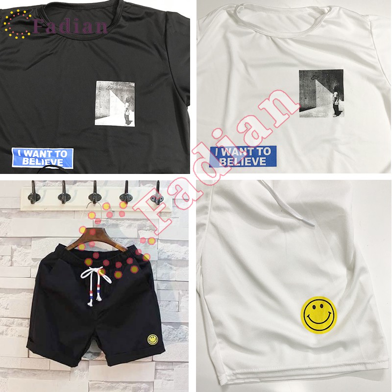 Set đồ bộ nam nữ, đồ thể thao nam mặc nhà tay ngắn form chuẩn phong cách Ulzzang Unisex in chữ I WANT TO BELIVE | BigBuy360 - bigbuy360.vn