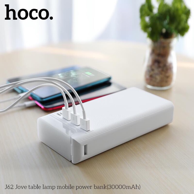 Pin sạc dự phòng Hoco J62 Jove 30000mAh 2 cổng input, 3 cổng output, tích hợp đèn pin siêu sáng - Hàng chính hãng