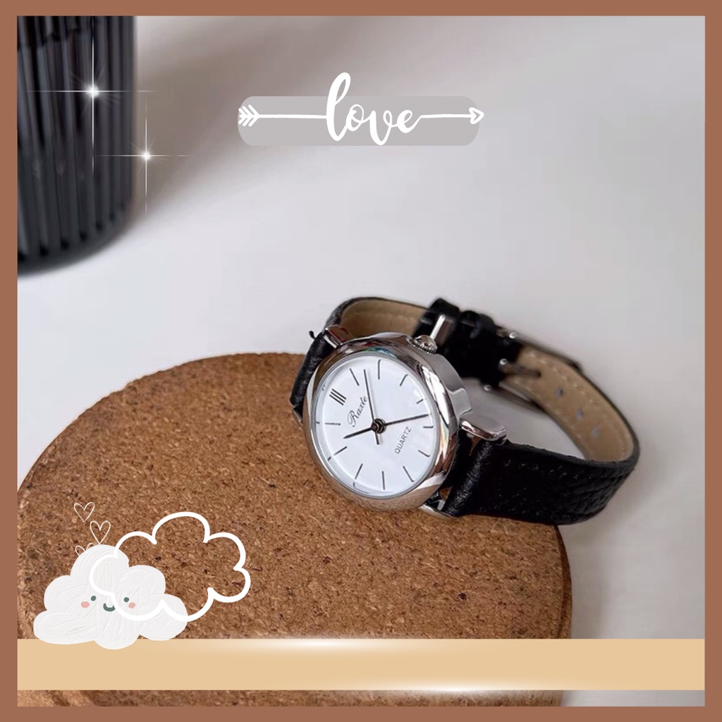 Đồng hồ nam nữ đeo tay Raxte mặt tròn dây nhỏ xinh xắn