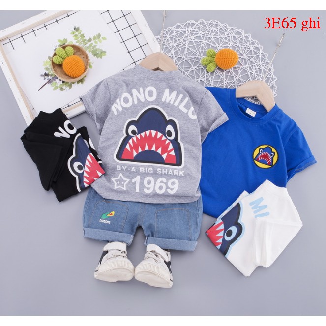 Set bộ quần áo cộc tay hình cá mập cho bé (8 - 21kg) Baloo Store