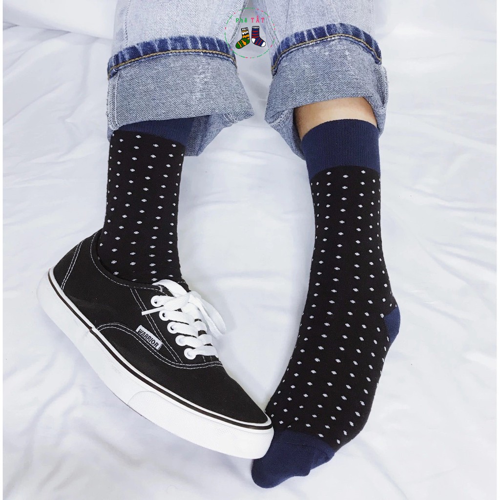 Tất  nam họa tiết chấm bi cổ cao phong cách Âu Mỹ lịch lãm chất cotton TẤT COTTON SPIRIT