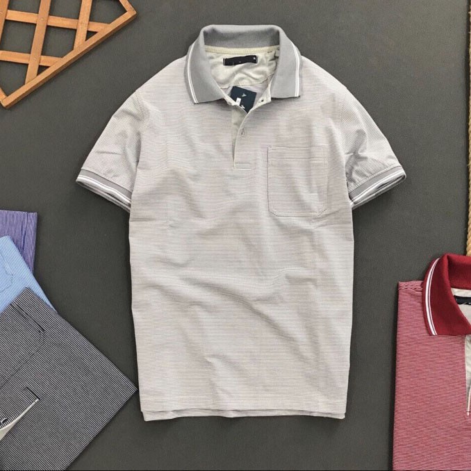 Áo thun nam có cổ phối túi kẻ sọc cao cấp KENSTORE89 ATP025 | BigBuy360 - bigbuy360.vn