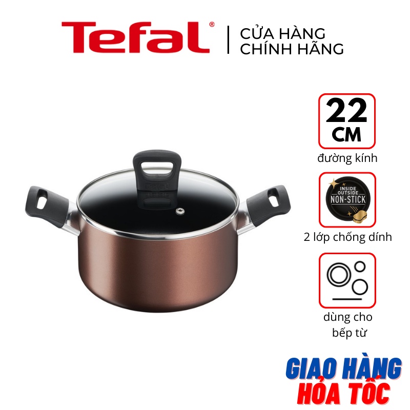 Nồi nhôm đế từ 22cm chống dính kèm nắp Tefal Day By Day G1436105 - Hàng chính hãng