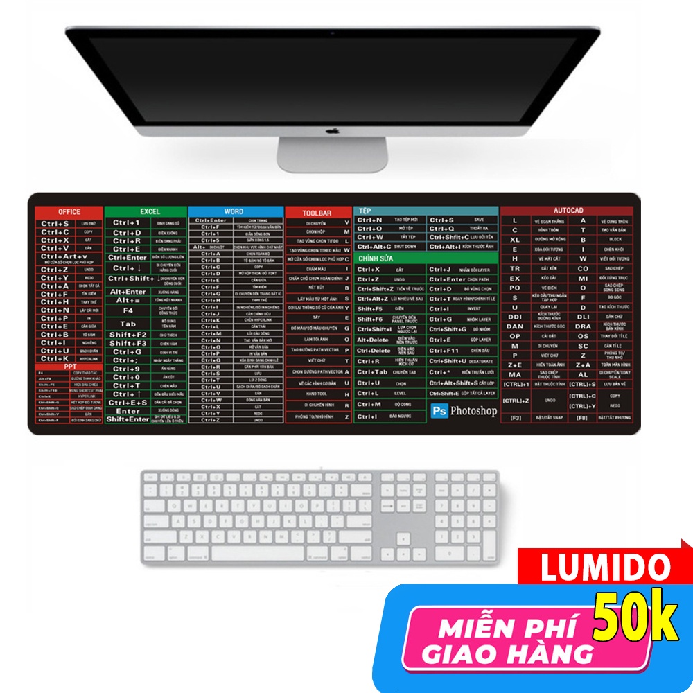 Miếng Lót Chuột Bàn Phím Máy Tính Cỡ Lớn Cao Cấp LUMIDO
