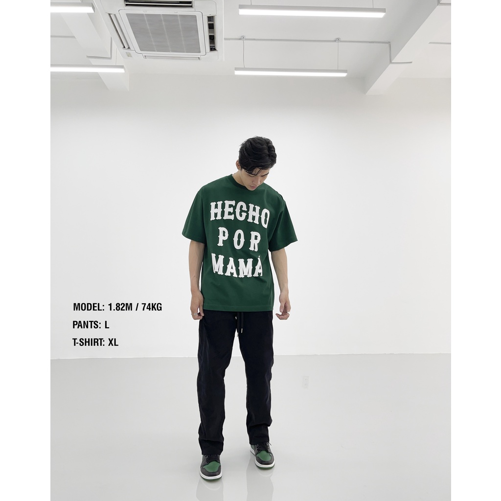 Stressmama Áo thun Hecho T-Shirt màu xanh lá cây chất liệu 100% Cotton 2 chiều 250GSM thoáng mát  Local Brand