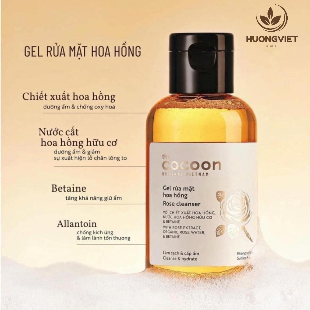 Gel Hoa Hồng Cocoon Việt Nam Chính Hãng Sữa Rửa Mặt Dịu Nhẹ Chống Lão Hóa Se Khít Lỗ Chân Lông Tốt Cho Da Khô Nhạy Cảm