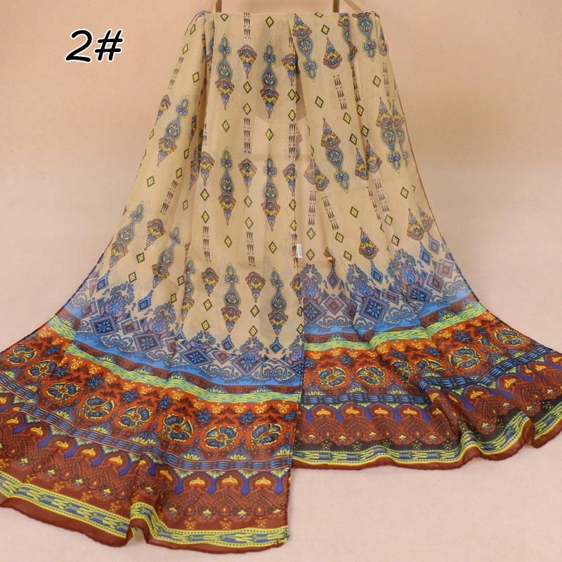 Khăn Choàng Lụa Chiffon Mỏng Thoáng Khí Phong Cách Ấn Độ Mới