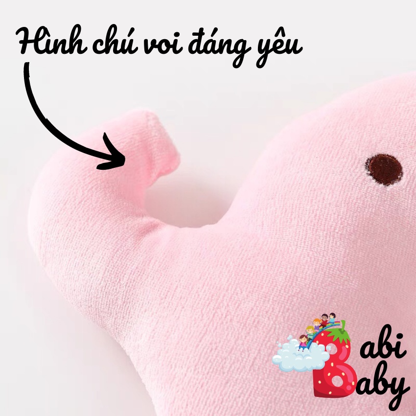 Gối bông gòn cao cấp cho bé BABI BABY chống bẹp đầu mềm mại thoáng khí hình voi và heo con dễ thương