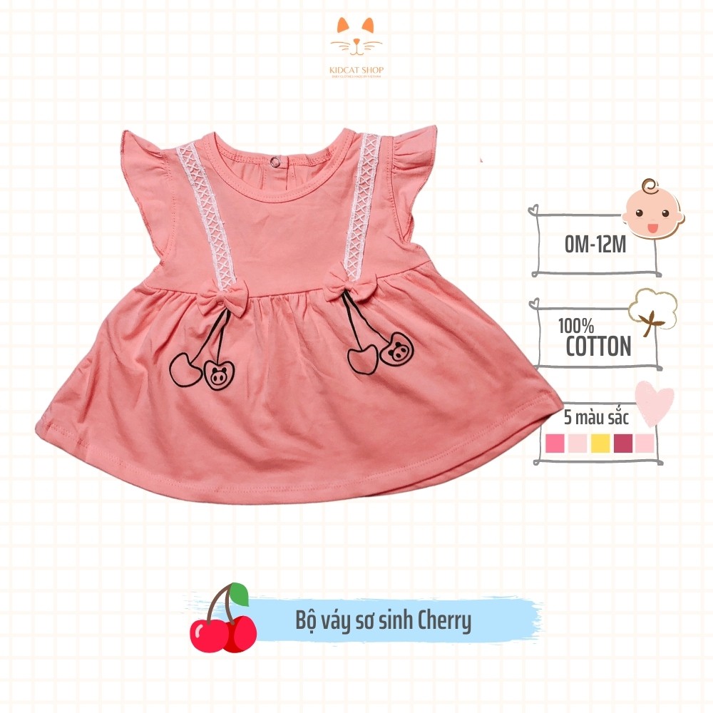 Váy sơ sinh bé gái 0-14 tháng mềm mại thấm hút mồ hôi cotton 100% an toàn làn da nhạy cảm Kidcat shop