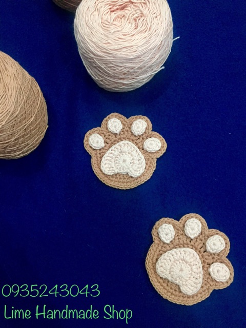Miếng lót ly handmade hình chân mèo dễ thương - Lót ly bằng len