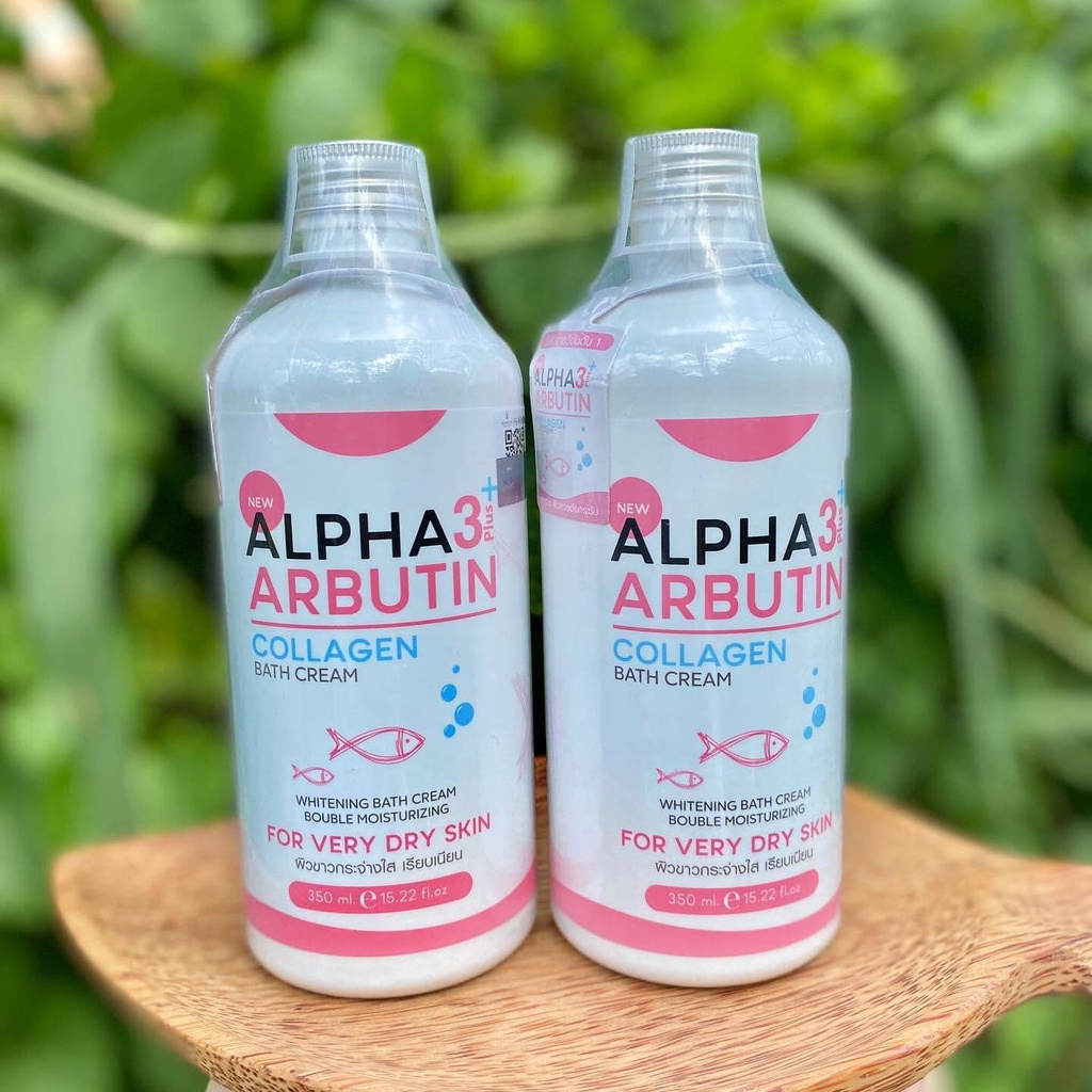 Sữa Tắm Alpha Arbutin Dưỡng Trắng Da Mờ Thâm 3 Plus Collagen Bath Cream Thái Lan - 350ml