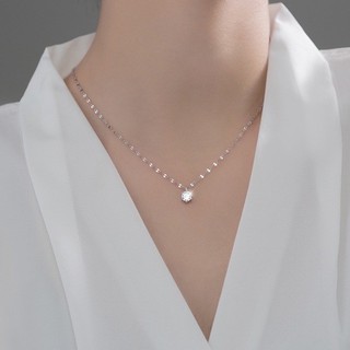 Dây chuyền nữ bạc đẹp, vòng cổ viên đá tròn nhỏ trang sức bạc ta Minh Thoa JEWELRY