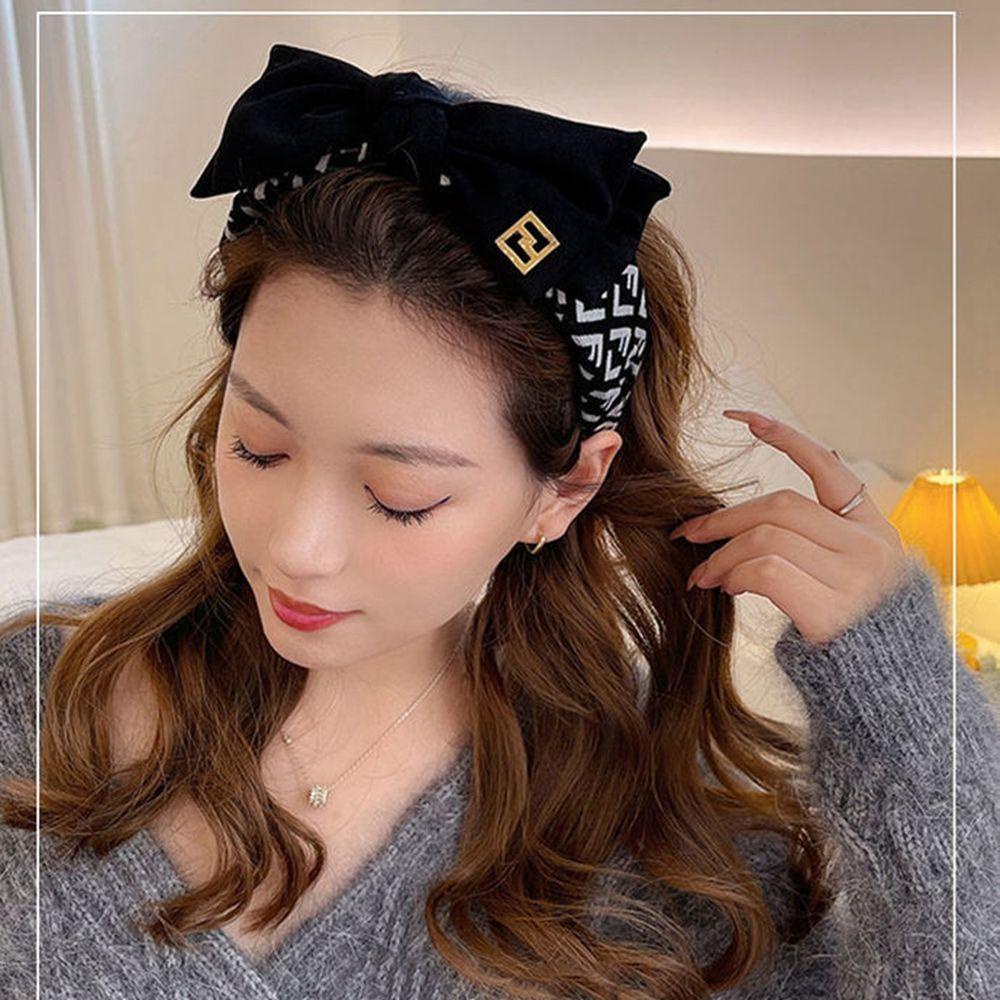 QQMALL Băng Đô Nơ In Chữ Phong Cách Pháp Ngọt Ngào Cho Nữ