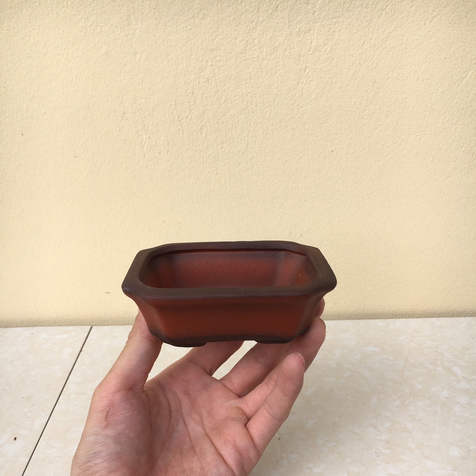 Chậu bonsai Chữ nhật vát mini đất nung gốm Bát tràng 1 size BM-31