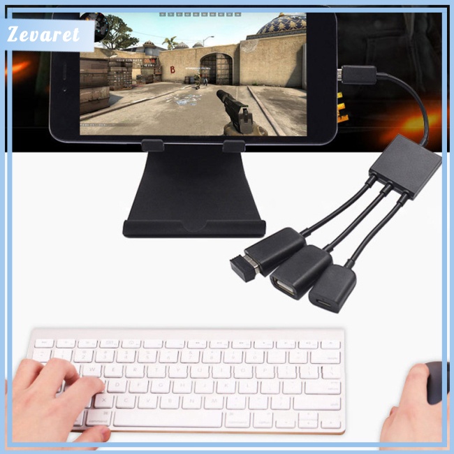 Cáp Chuyển Đổi Zevaret 3 Trong 1 Type-C Sang Micro OTG USB Cho Điện Thoại Máy Tính Bảng Android