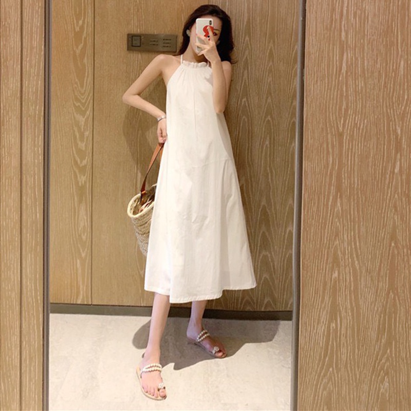 Đầm maxi cổ yếm khoét lưng HV164, váy đi biển khoét vai sexy dáng suông rộng thoải mái cổ dây