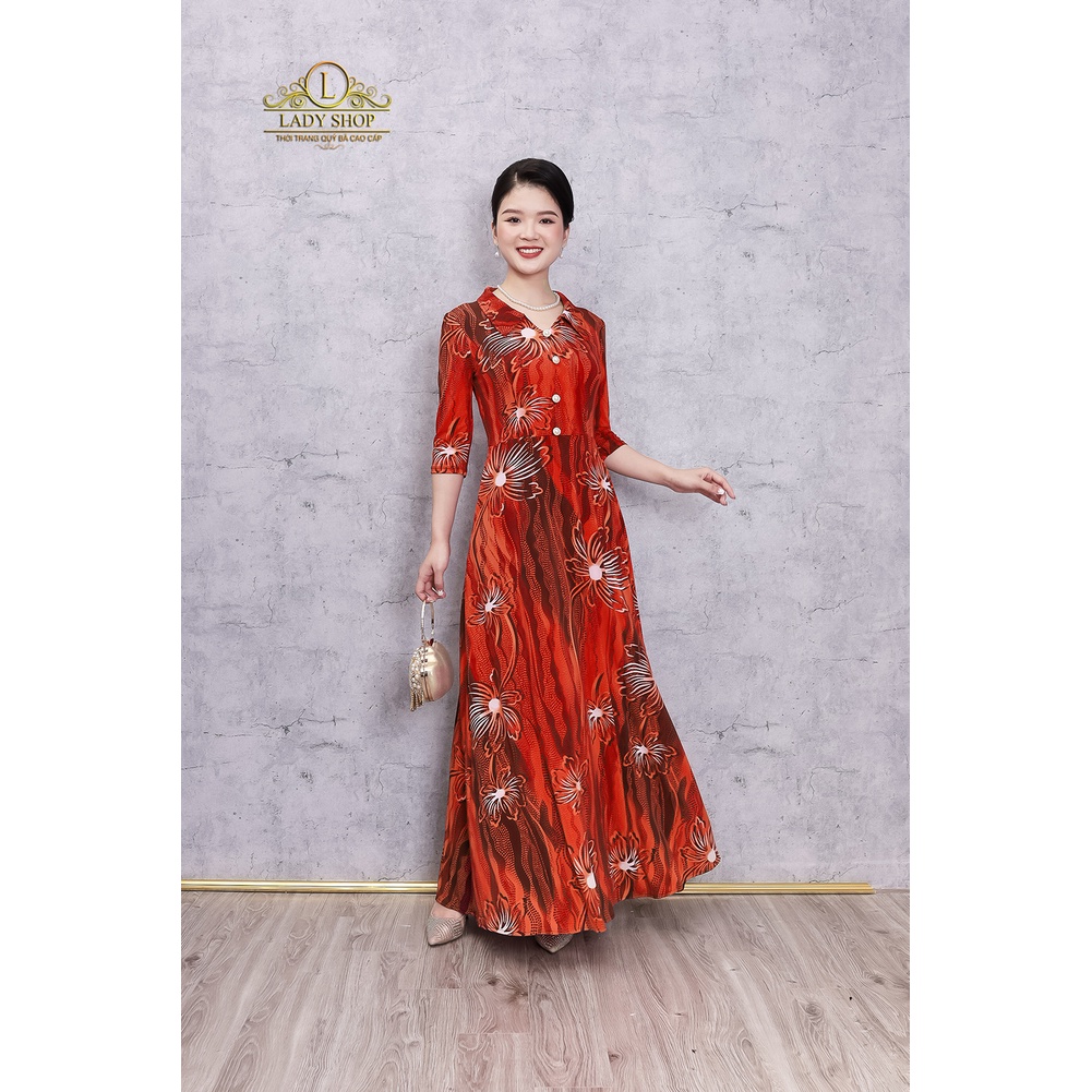 Đầm thun maxi hoa to Ladyshop thời trang trung niên cao cấp TK974