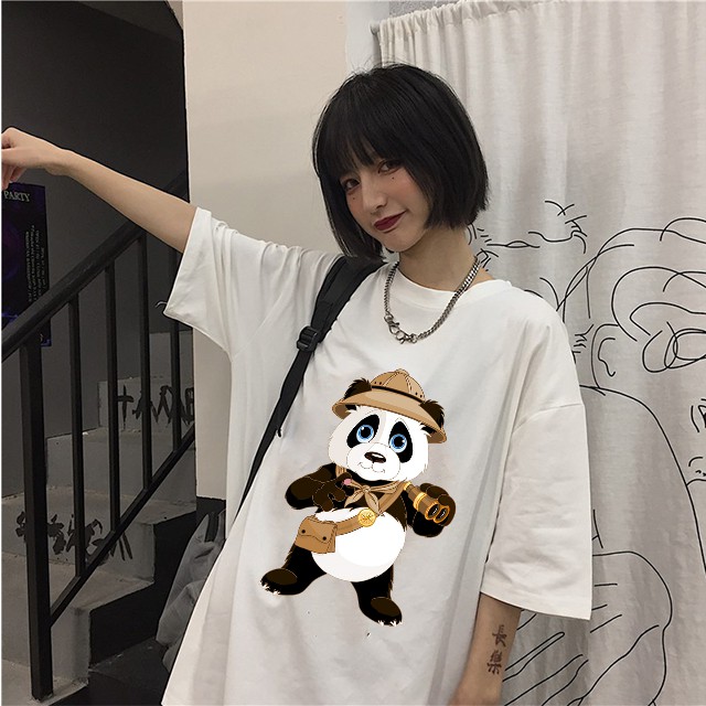 Gấu trúc trinh thám - Áo Thun Nữ Cotton - Áo Tay Lỡ